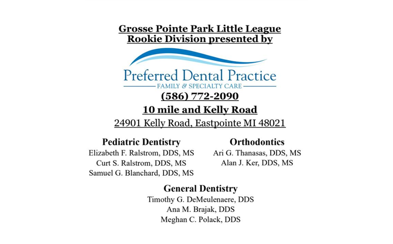 Preferred Dental Practice - Rookie League Sponsor